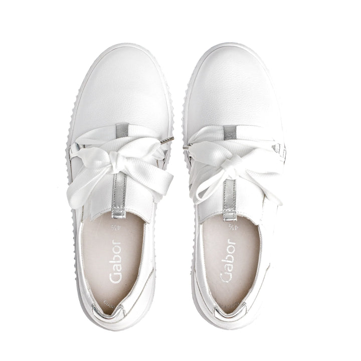 Gabor White Suede Bow Sneaker