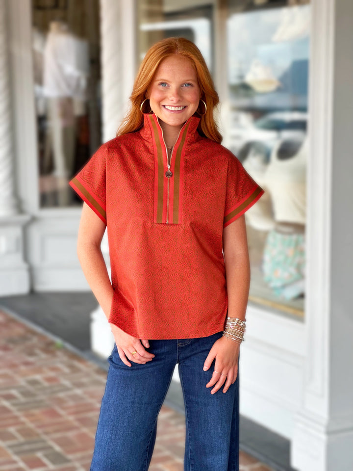 Emily Mccarthy Poppy Pullover in Red Tonal Monogram