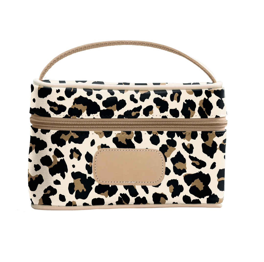 Jon Hart Mini Makeup Case in Leopard Coated Canvas