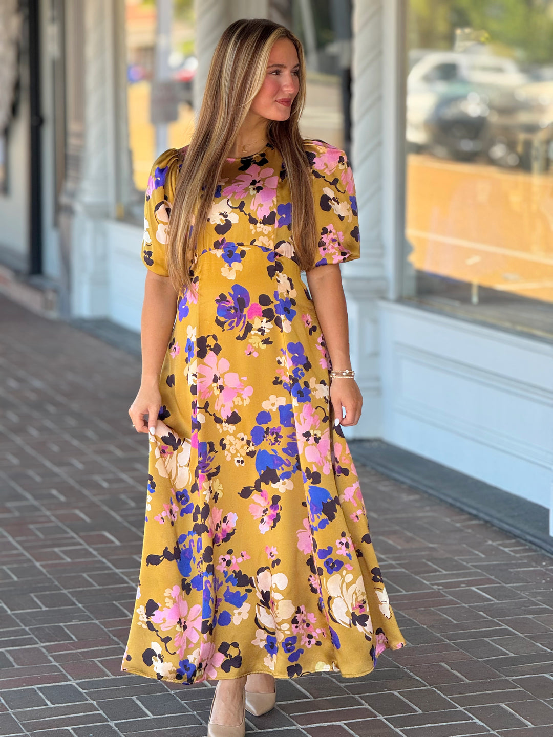 Tyler Boe Frankie Charmeuse Dress in Enchanted Floral