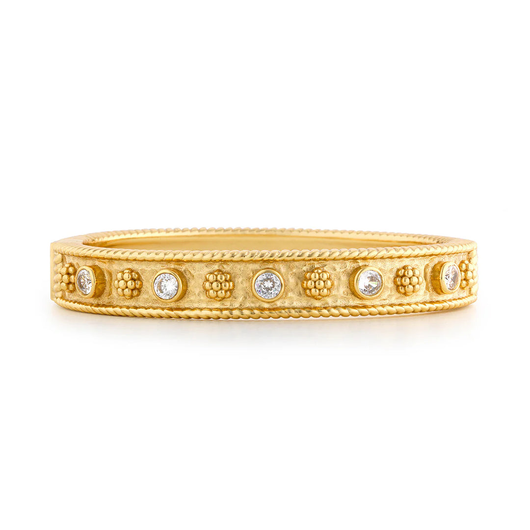 Capucine De Wolf Berry Gem Classic Hinged Bangle - Clear Cubic Zirconia