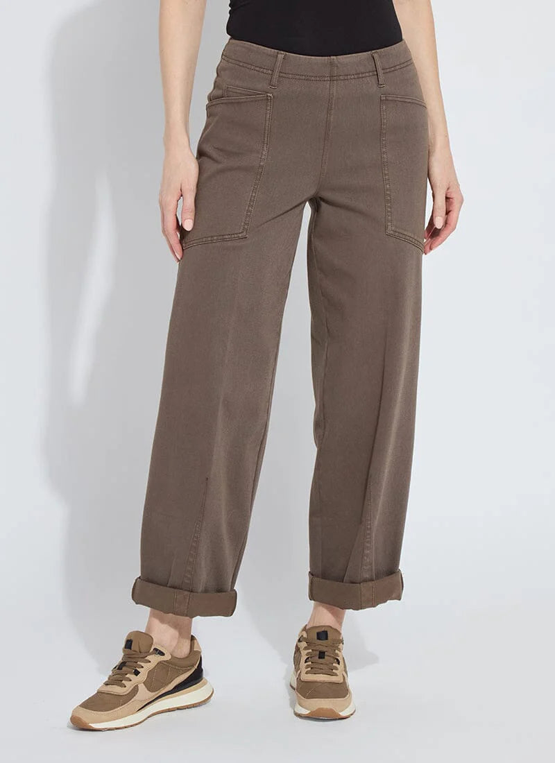 Lysse Penelope Curved Cuffed Denim in Antique Wash Subtle Green