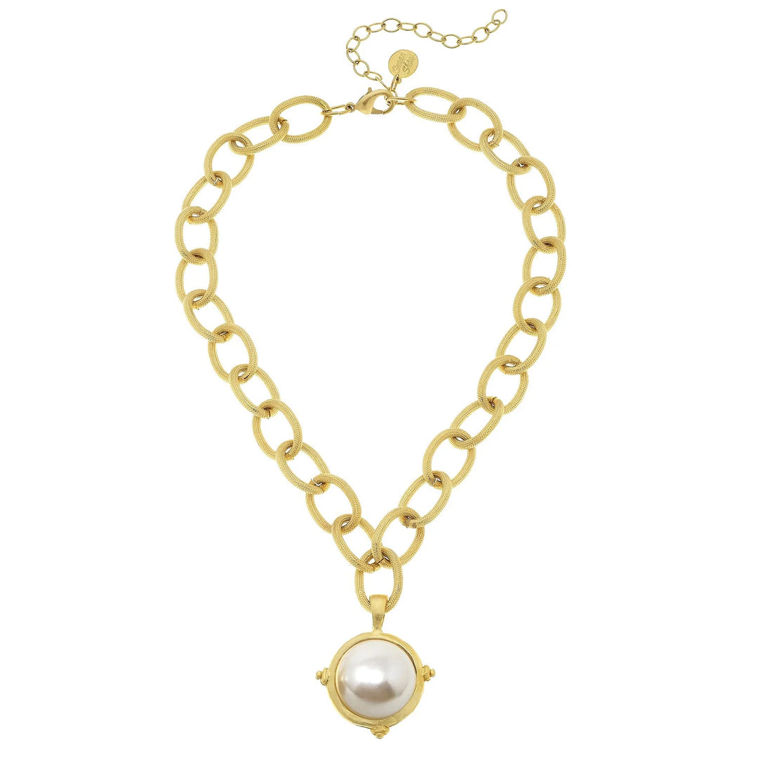Susan Shaw Pearl Cab Chain Necklace