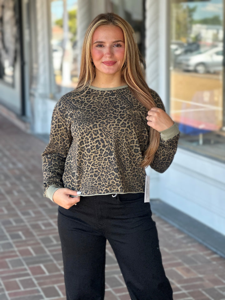 Dear John Fremont Tee in Vetiver Leopard