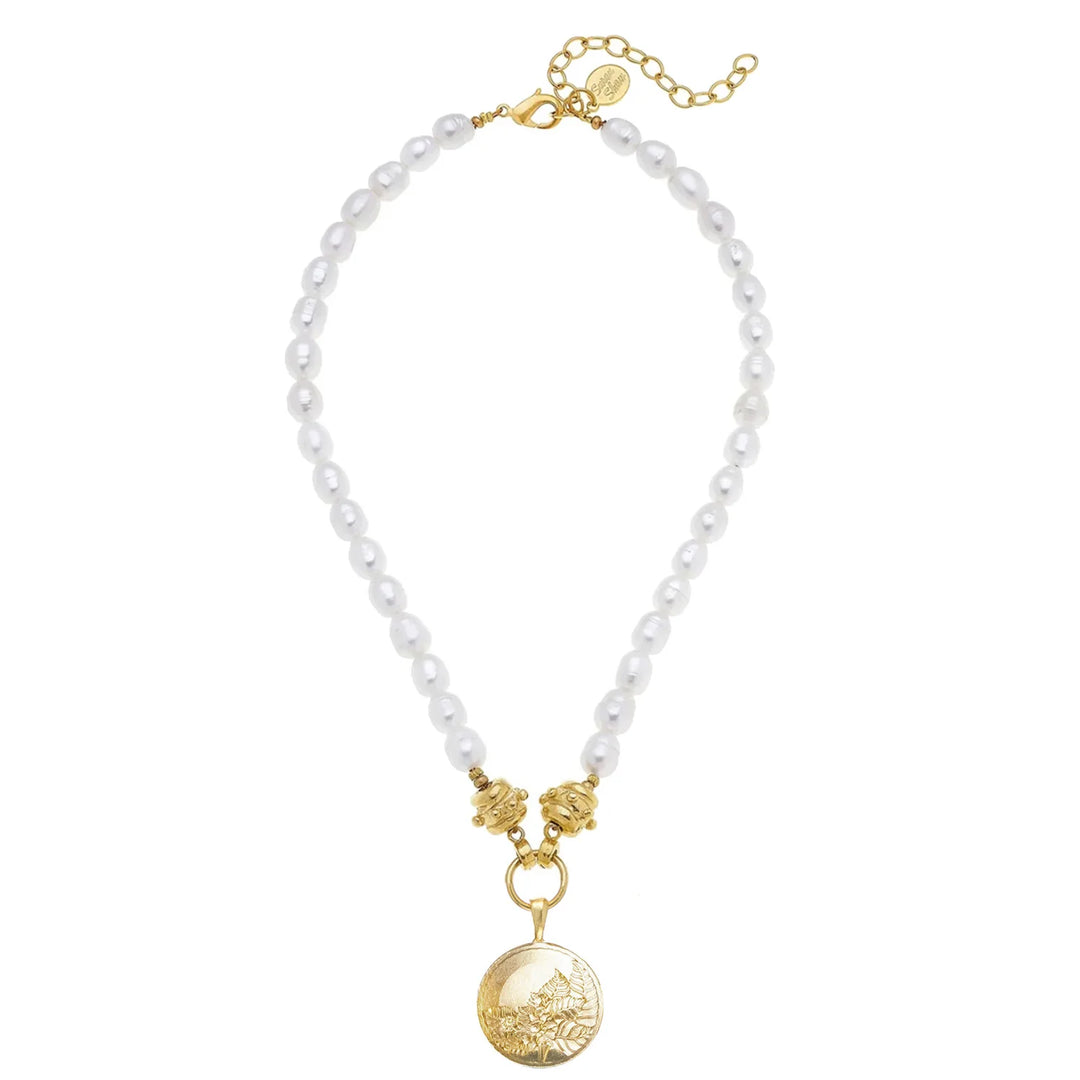 Susan Shaw Tobacco Leaf Pearl Necklace