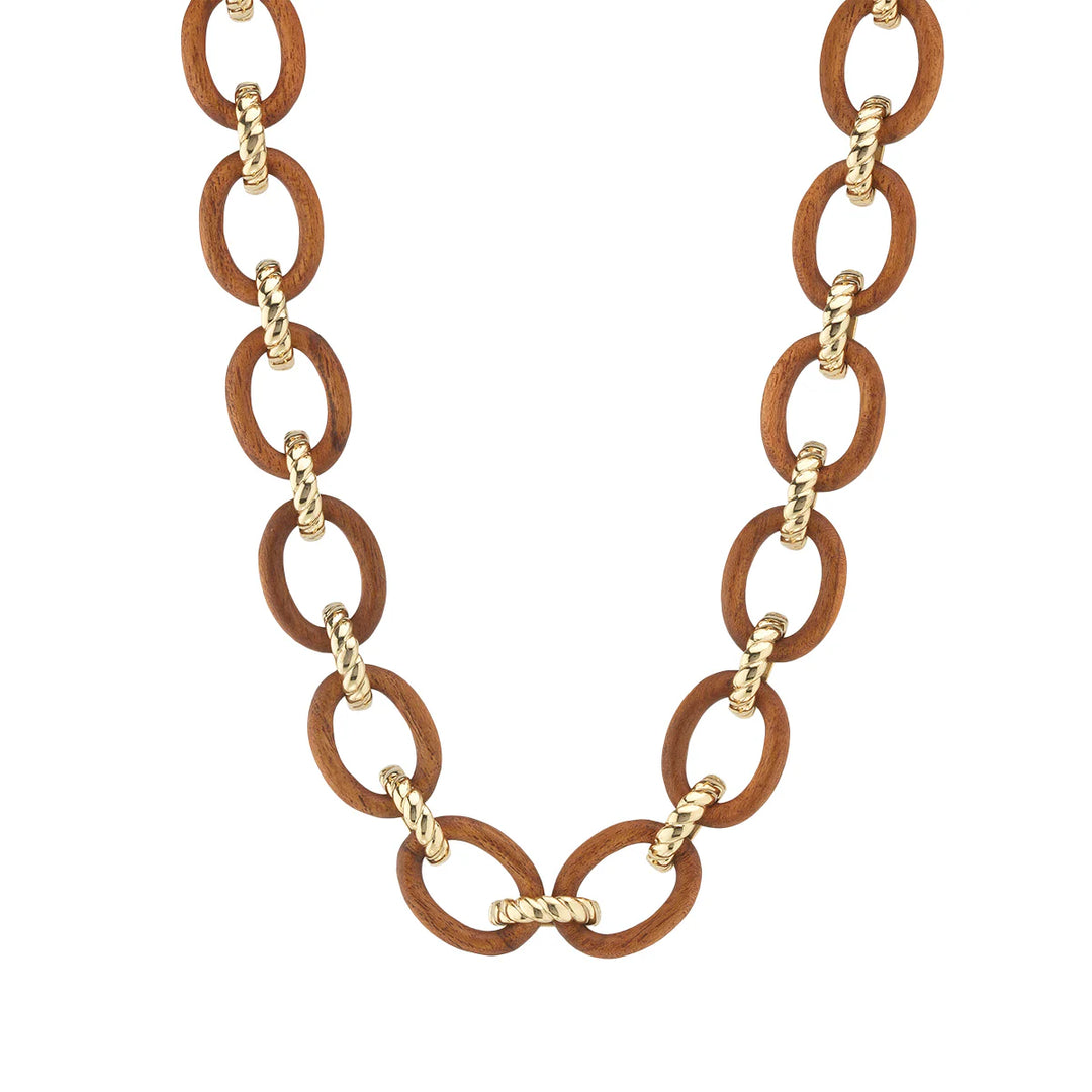 Capucine De Wolf Earth Goddess Link Necklace, 17"+2" - Teak