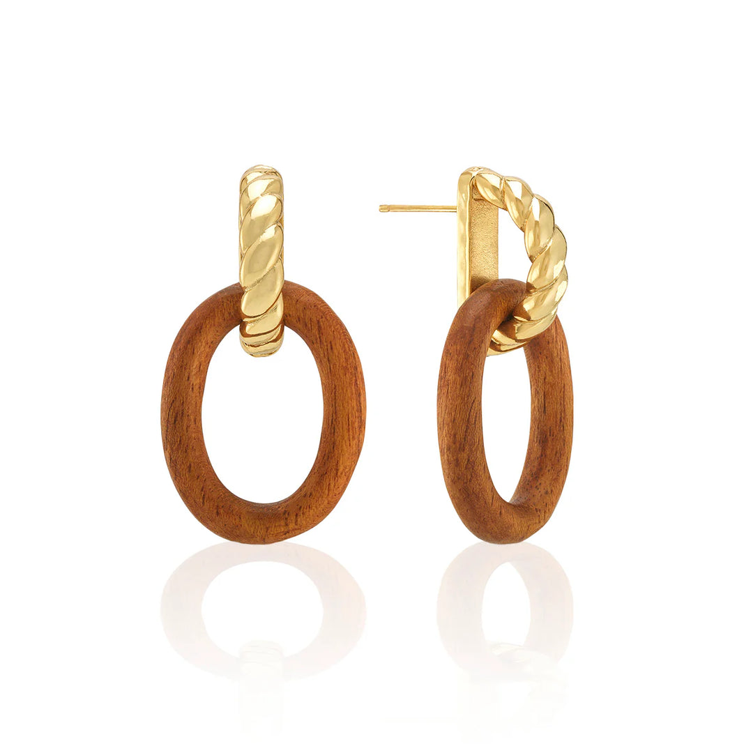 Capucine De Wolf Earth Goddess Link Drop Earrings - Teak