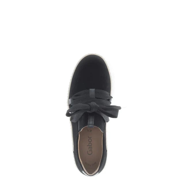 Gabor Gabor Black Suede Bow Sneaker