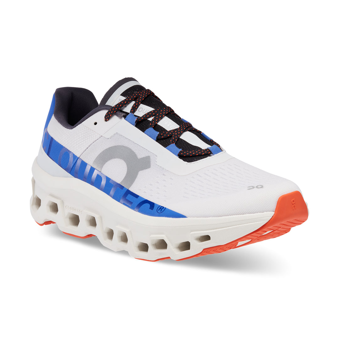 Men's On Cloudmonster Running Shoe in Frost / Cobalt