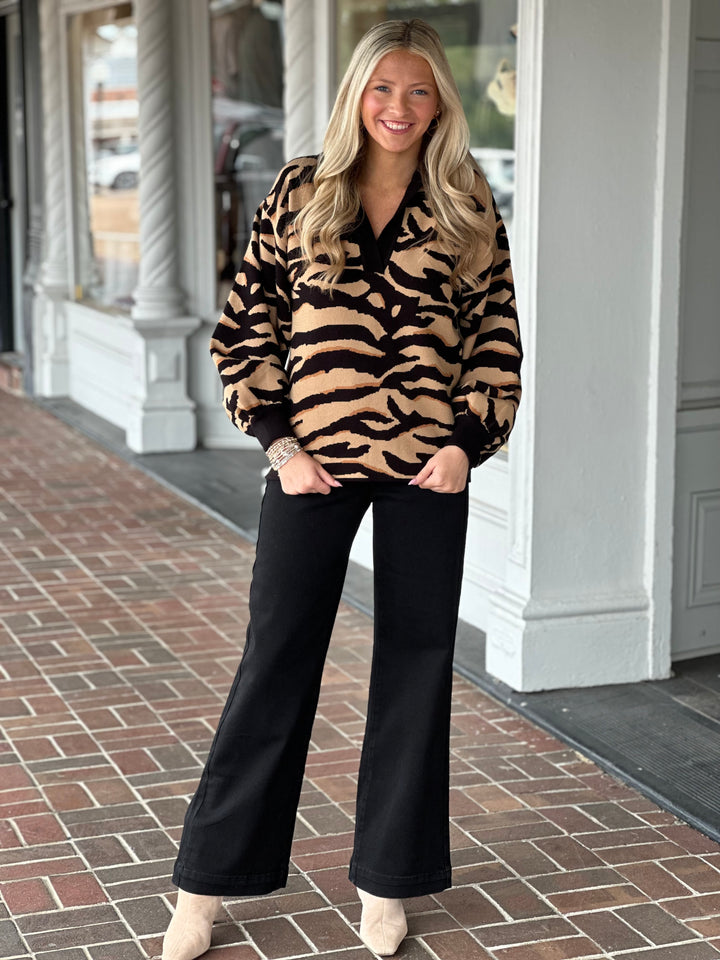Emily Mccarthy Lolli Sweater in Tiger Jacquard