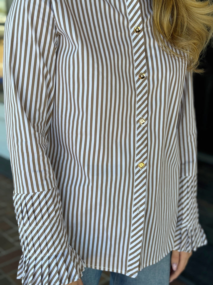 CK Bradley Brooks Shirt in Taupe Stripe