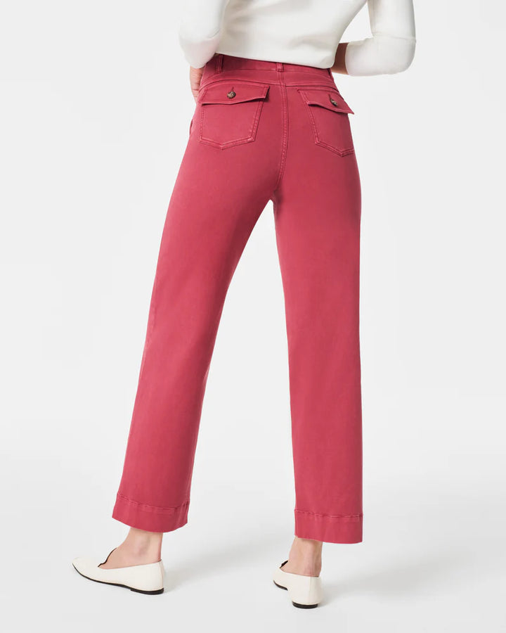 Spanx Stretch Twill Cropped Wide Leg Pant In Wild Rose