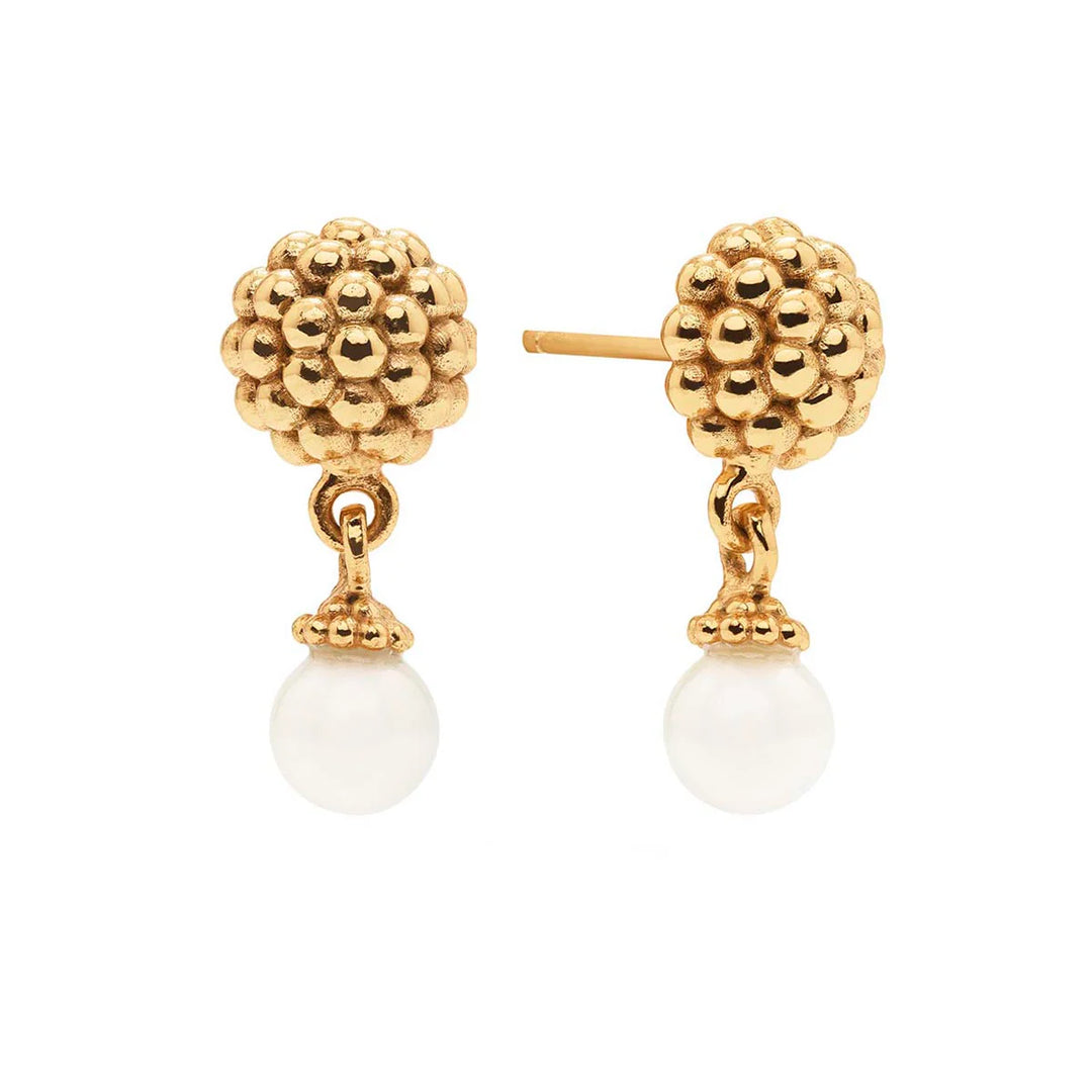 Capucine De Wolf Berry Drop Stud Earrings - Pearl