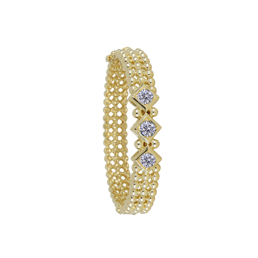 John Medeiros Beaded Collection 3 Row 3 Stone Bracelet in Gold
