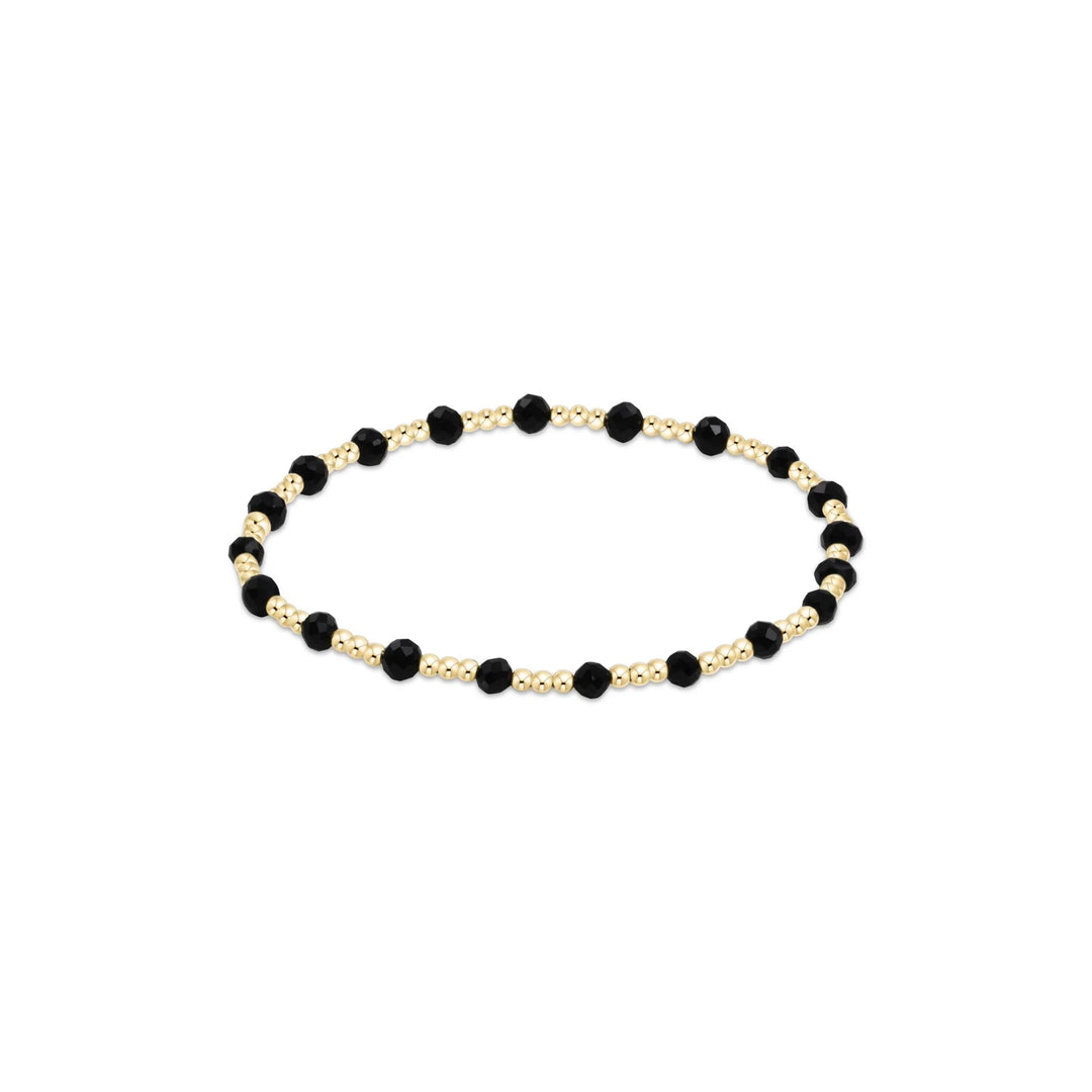 Enewton Gemstone Gold Sincerity Pattern 3mm Bead Bracelet - Faceted Onyx