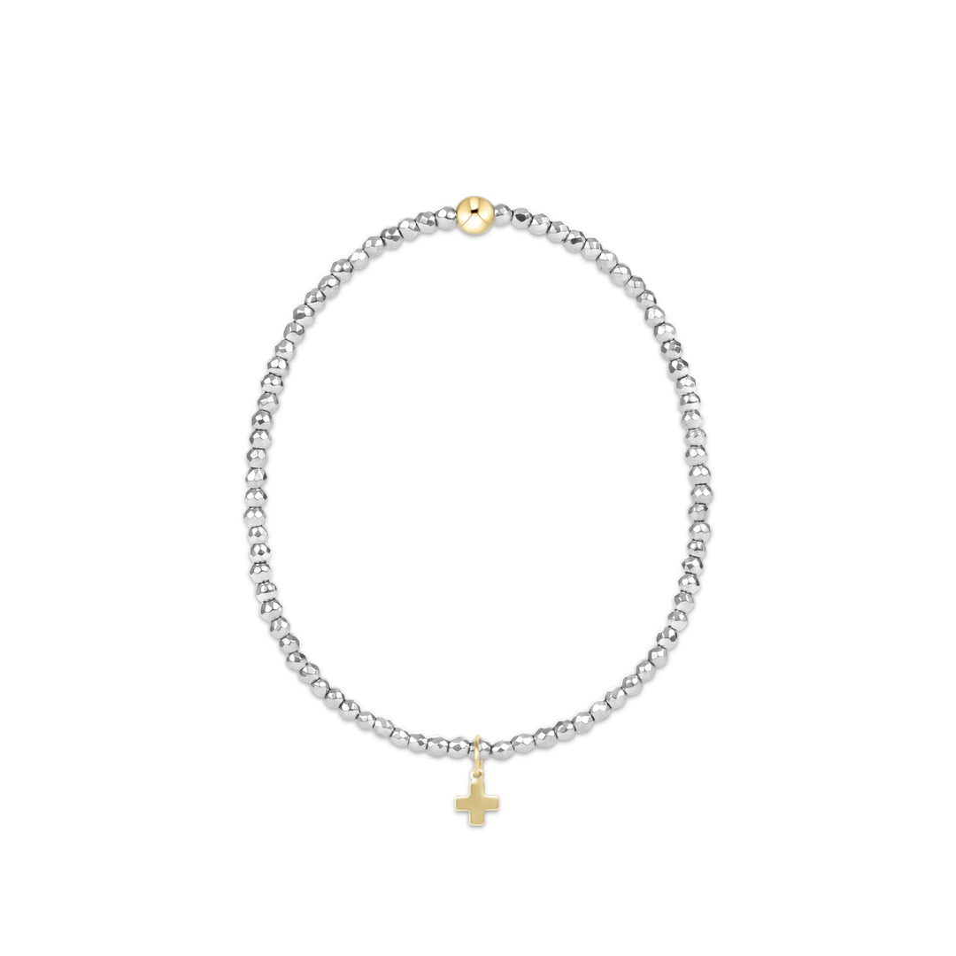 Enewton Silver Faceted Hematite 2mm Bead Bracelet - Signature Cross Gold Charm