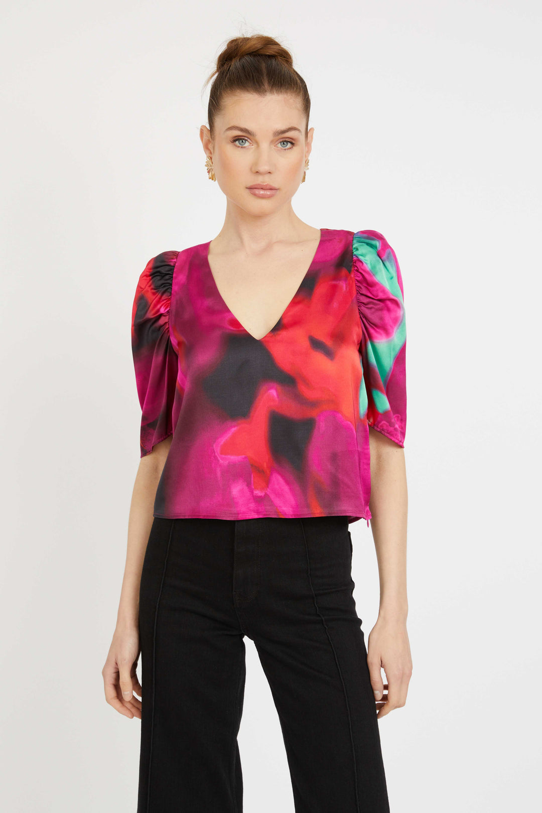 Arden Top in Blur Iris Bloom