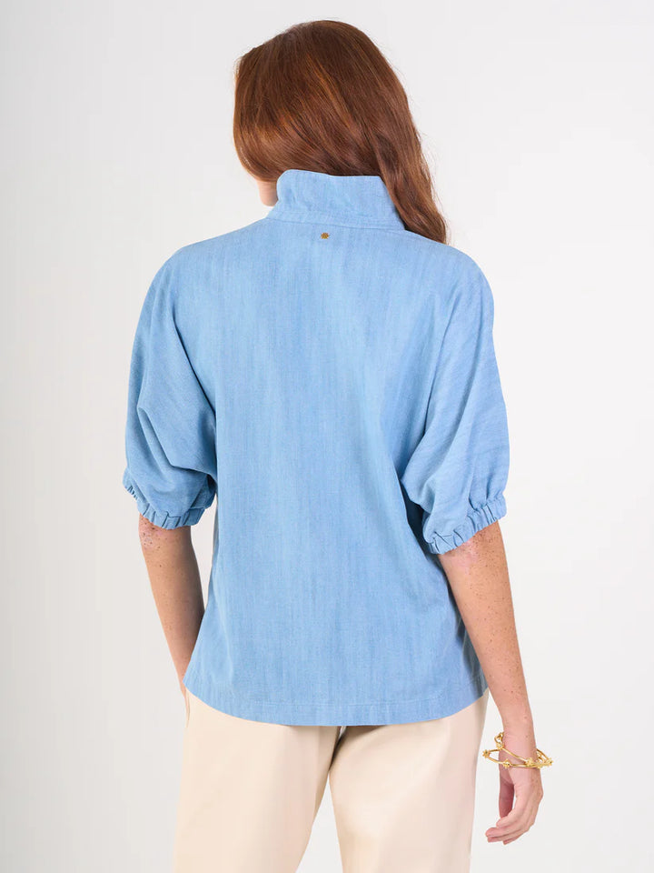 Emily Mccarthy Poppy Top in Denim Chambray