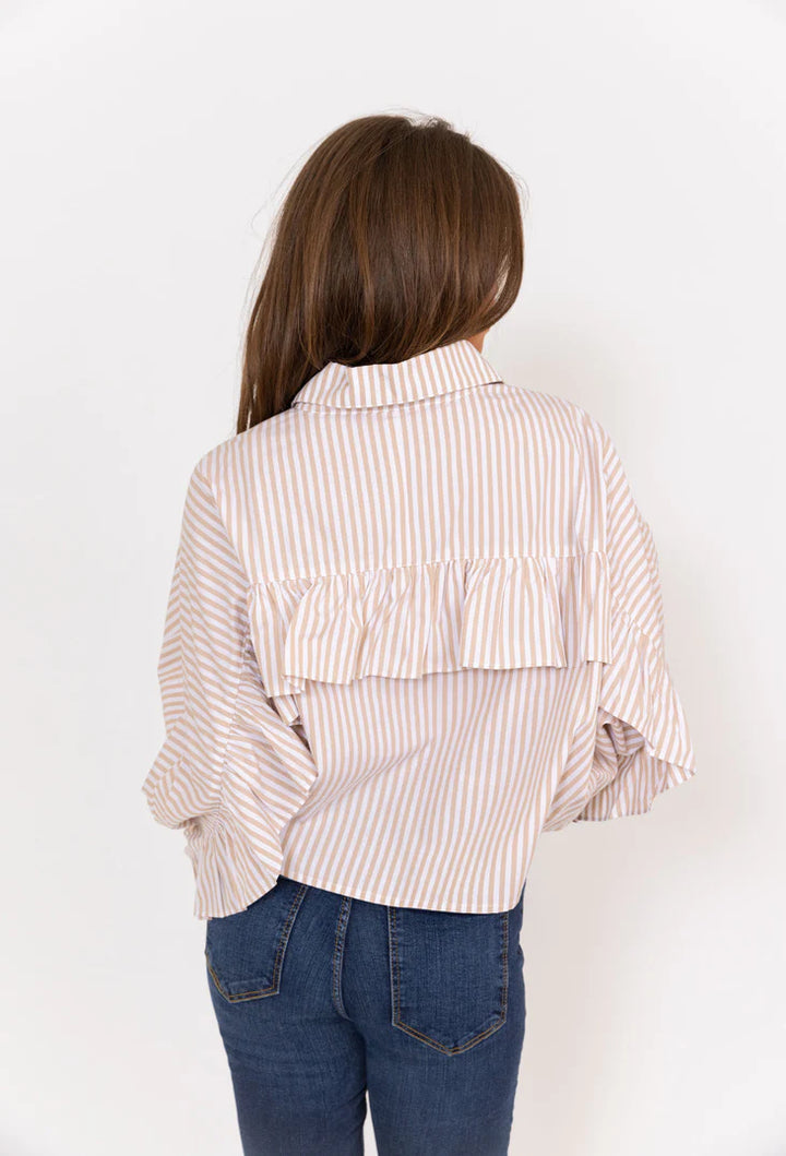 Karlie Clothes Stripe Poplin Ruffle Back Top