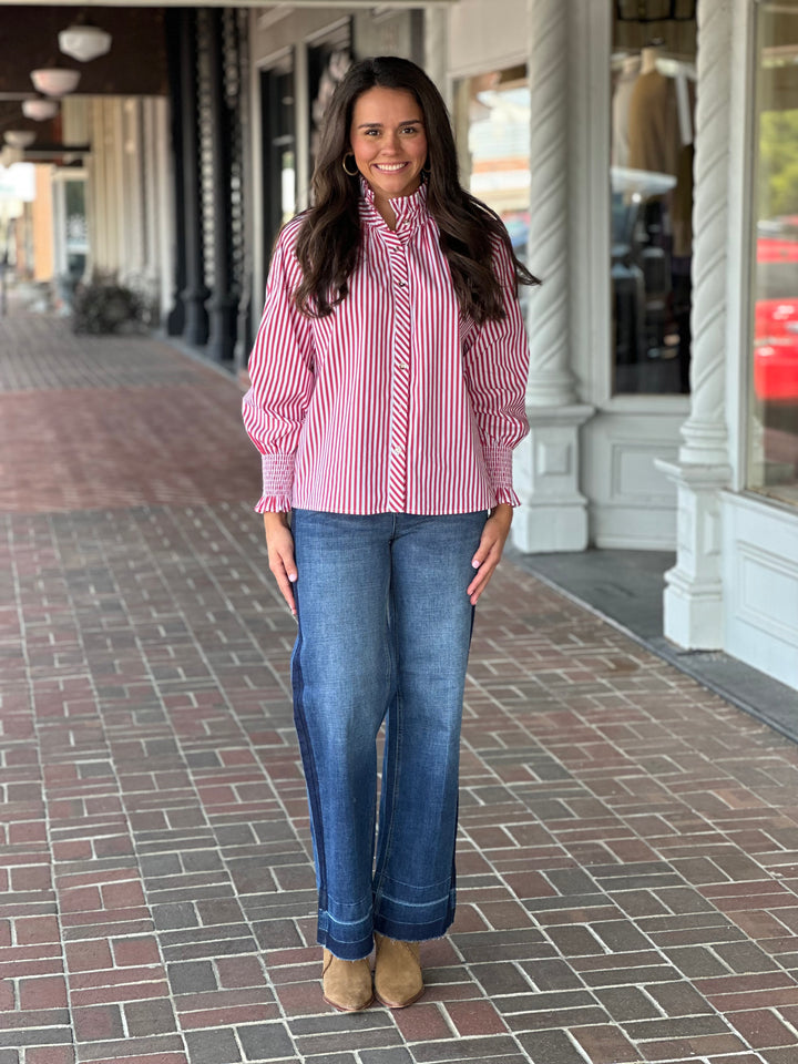 CK Bradley Frau Blouse in Mulberry Stripe