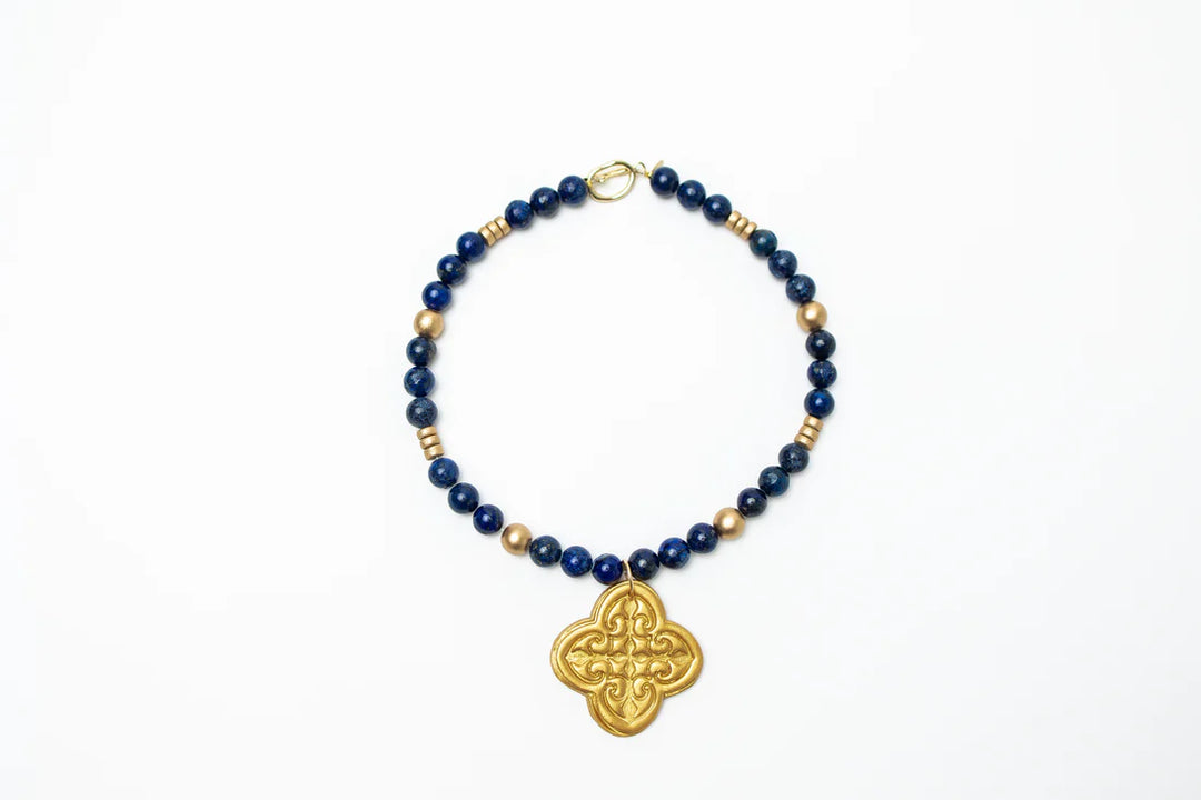 Lapis Lazuli with Tracy Cross Necklace