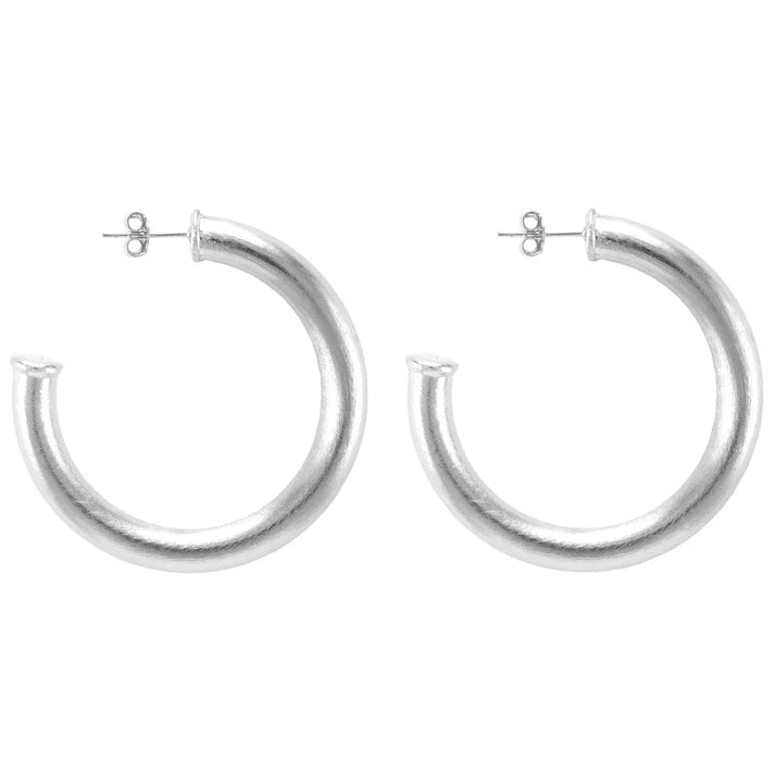 Shelia Fajl Chantal Hoops in Brushed Silver