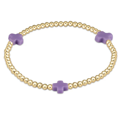 Enewton Egirl Signature Cross Gold Pattern 3mm Bead Bracelet- Purple