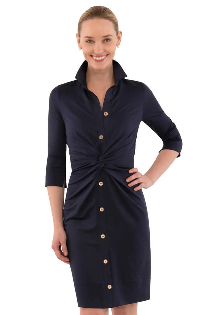 Gretchen Scott Twist & Shout Dress in Solid Navy