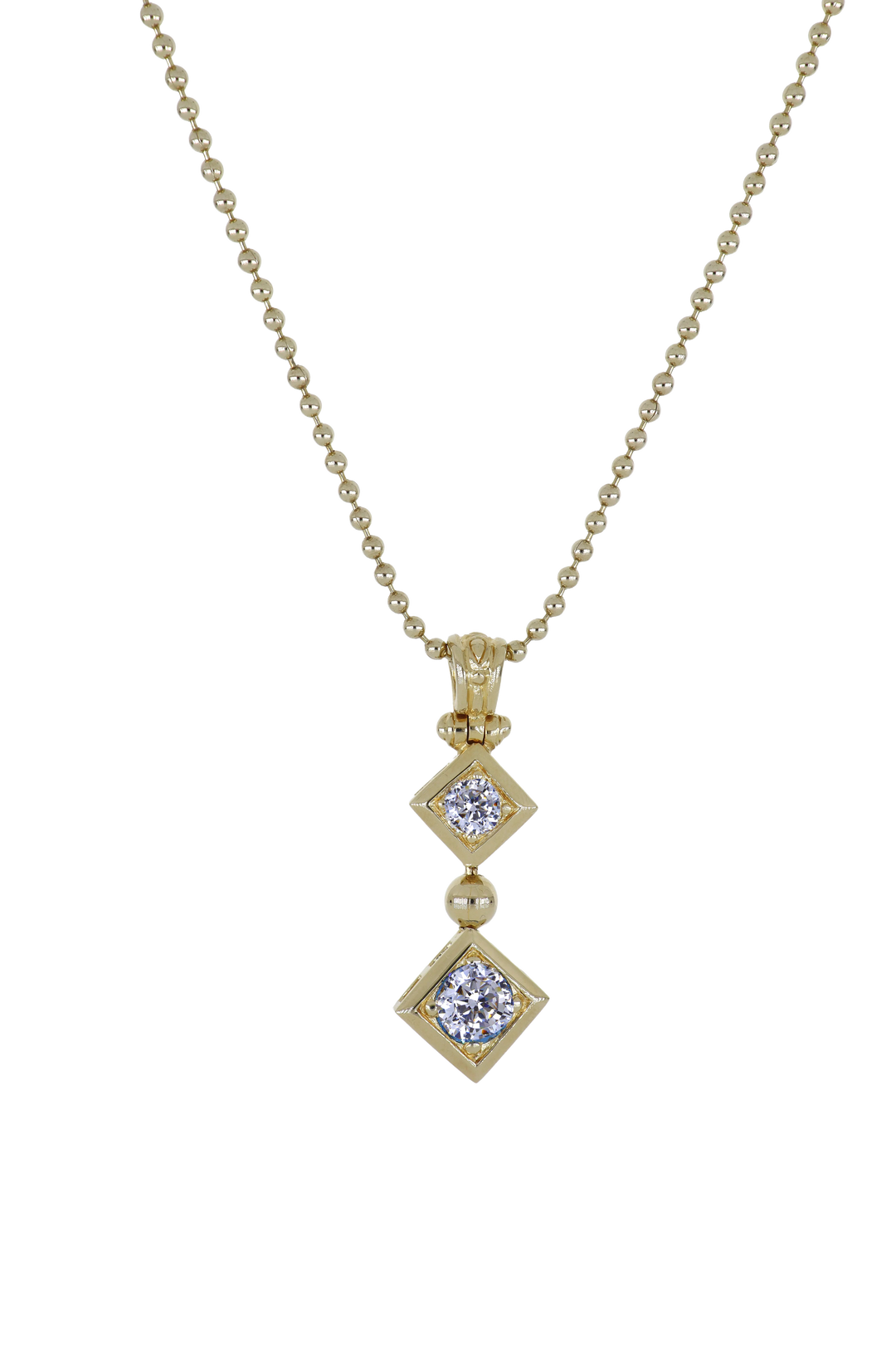 John Medeiros Beaded Collection 2 Stone Drop Two Tone Necklace 24"