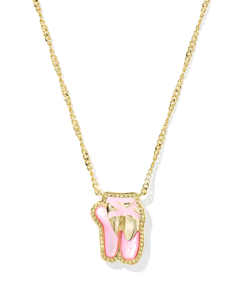 Kendra Scott Ballet Gold Short Pendant Necklace in Blush Mother Of Pearl