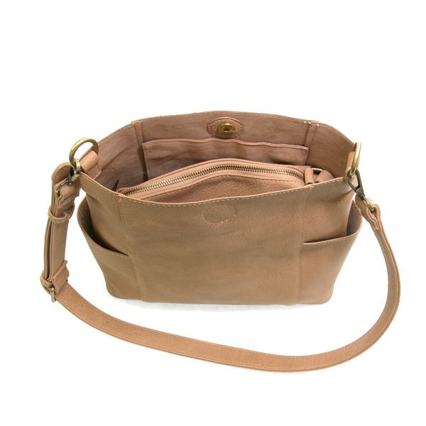 Kayleigh Side Pocket Bucket Bag in Tan