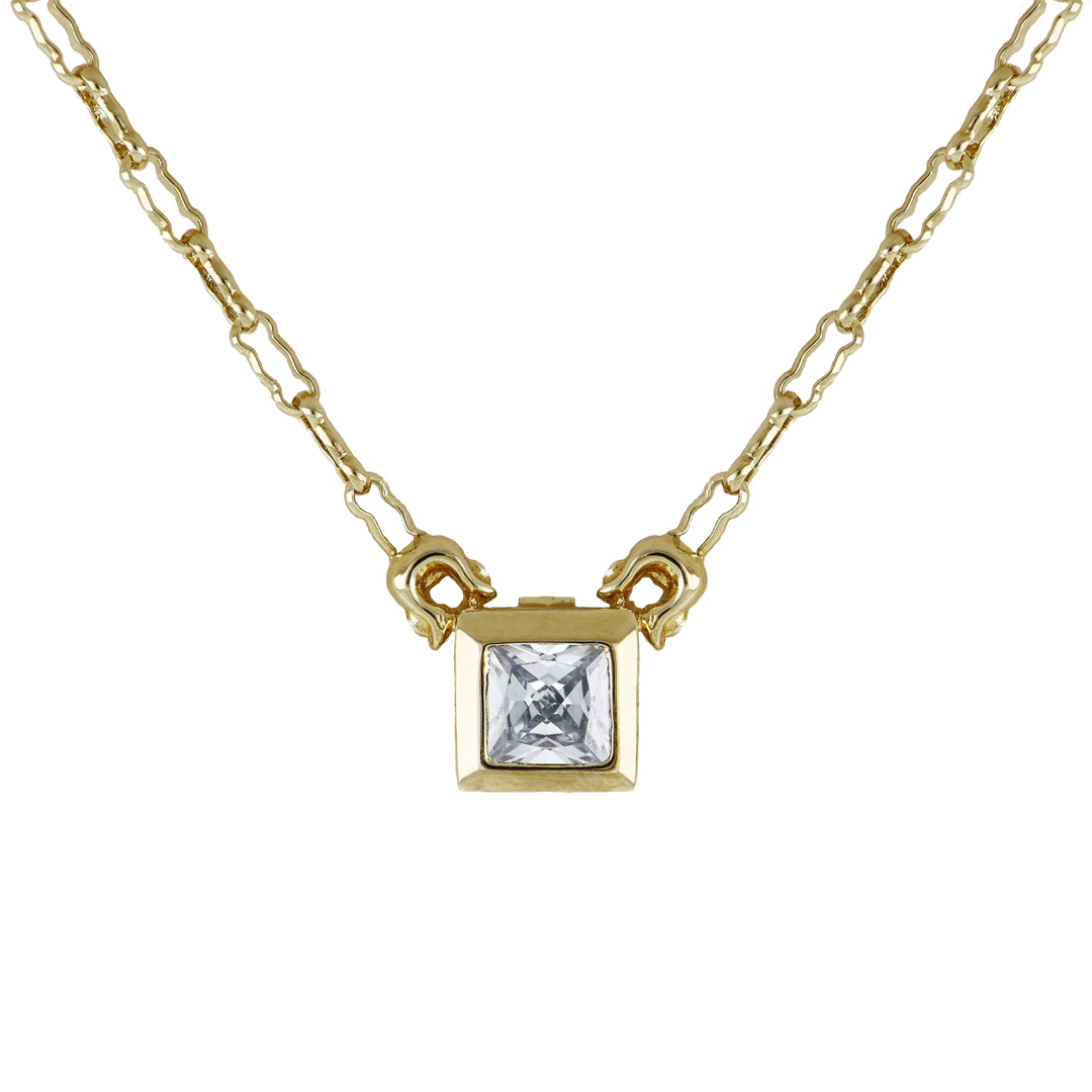 John Medeiros Celebrations 6 MM SQ Bezel Set Pendant Necklace 17"