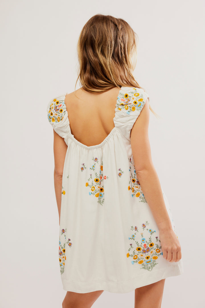 Free People Wildflower Embroidered Mini Dress
