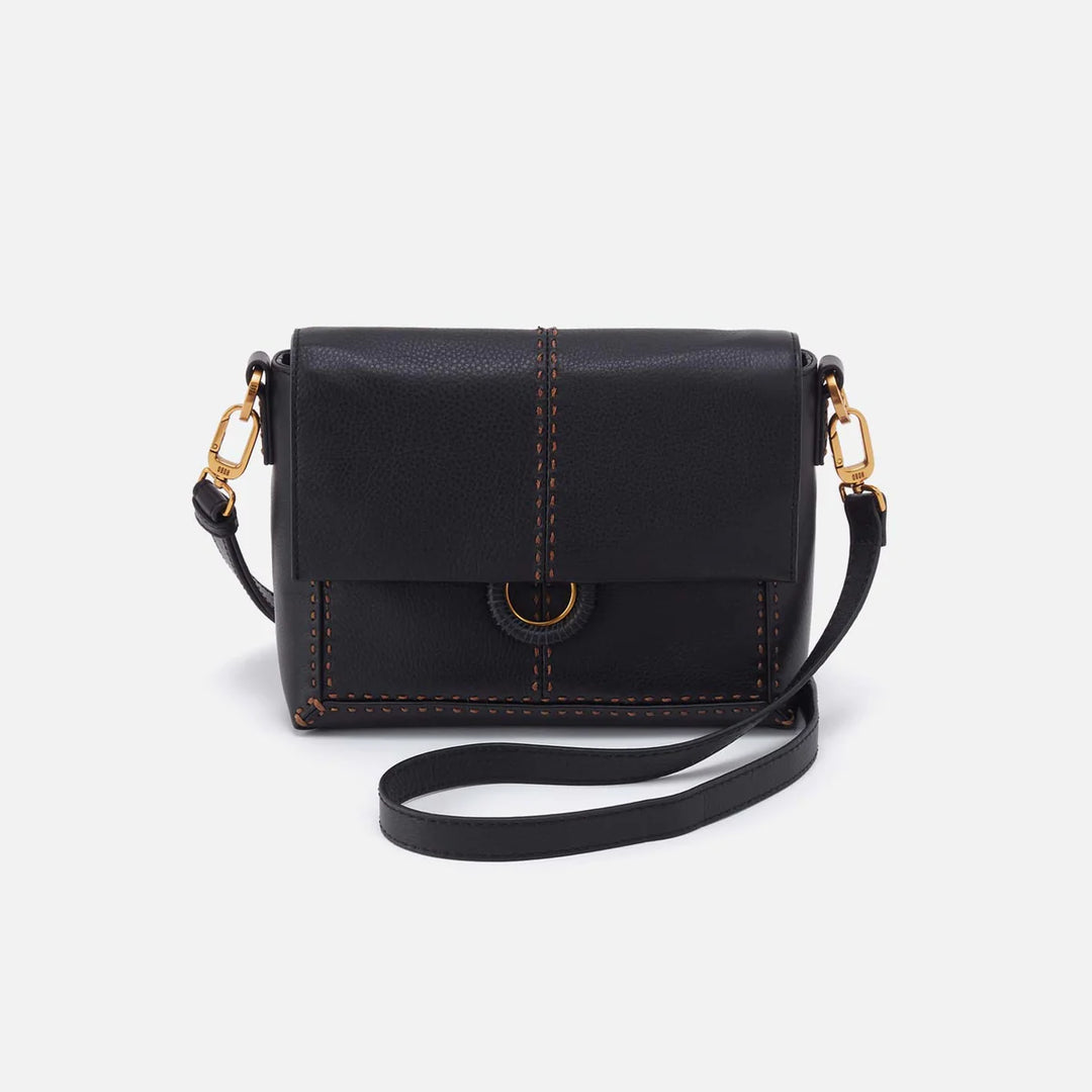 Hobo Austin Flap Crossbody Bag in Pebbled Leather | Black