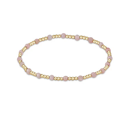 Enewton Gemstone Gold Sincerity Pattern 3mm Bead Bracelet- Pink Opal