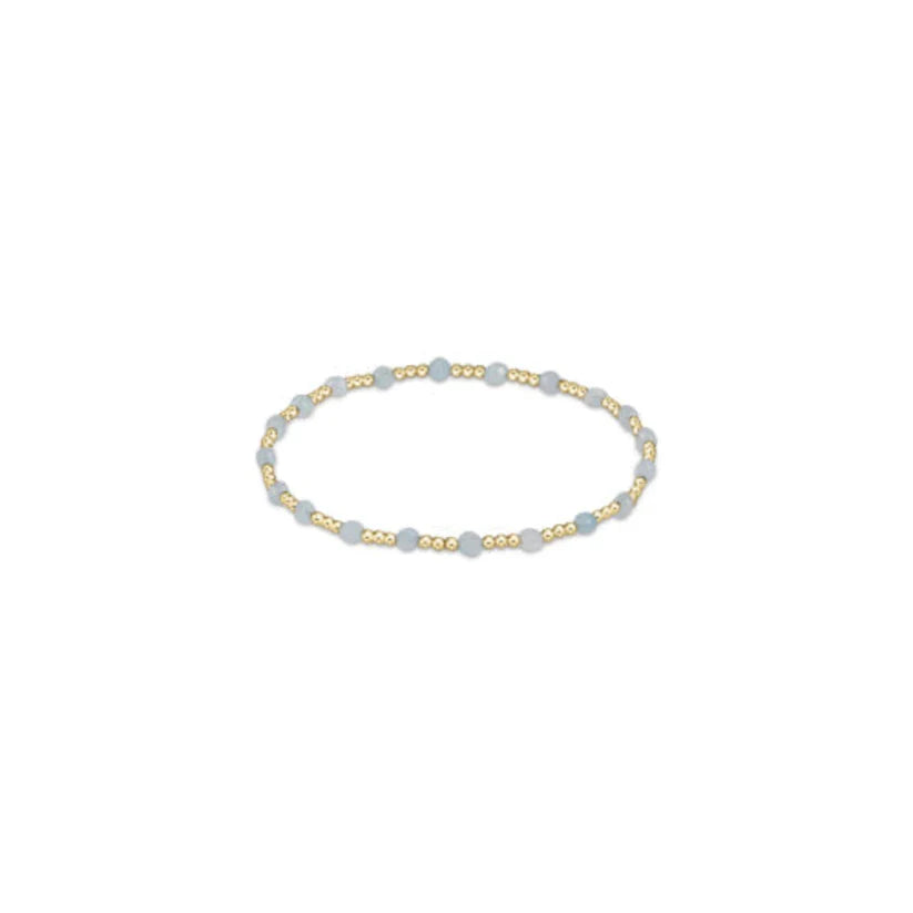 Enewton Gemstone Gold Sincerity Pattern 3mm Bead Bracelet- Aquamarine
