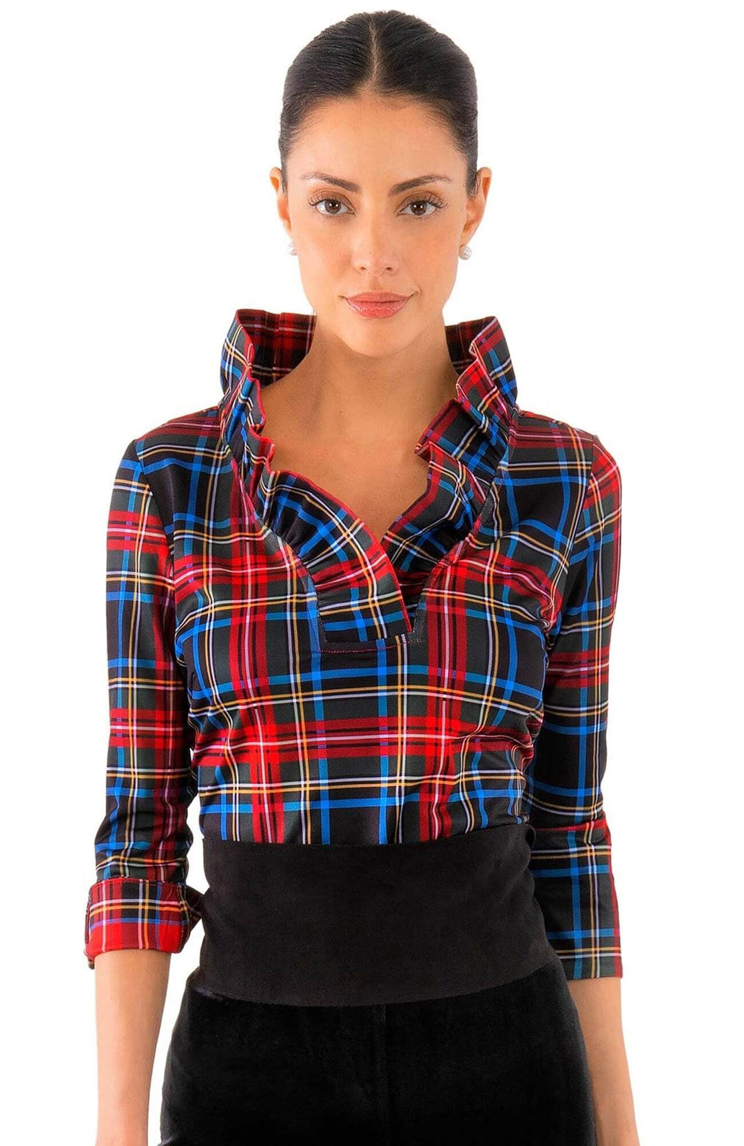 Gretchen Scott Ruffneck Top in Duke of York Black
