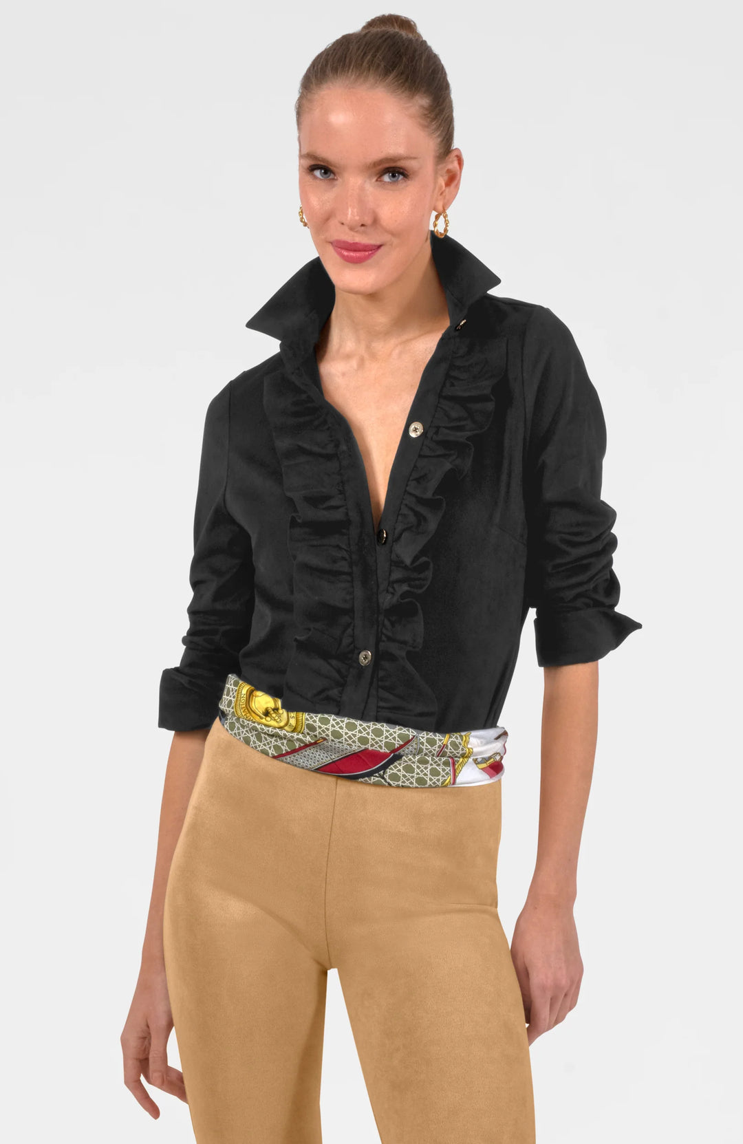 Gretchen Scott Ruffle Rumble Top in Black