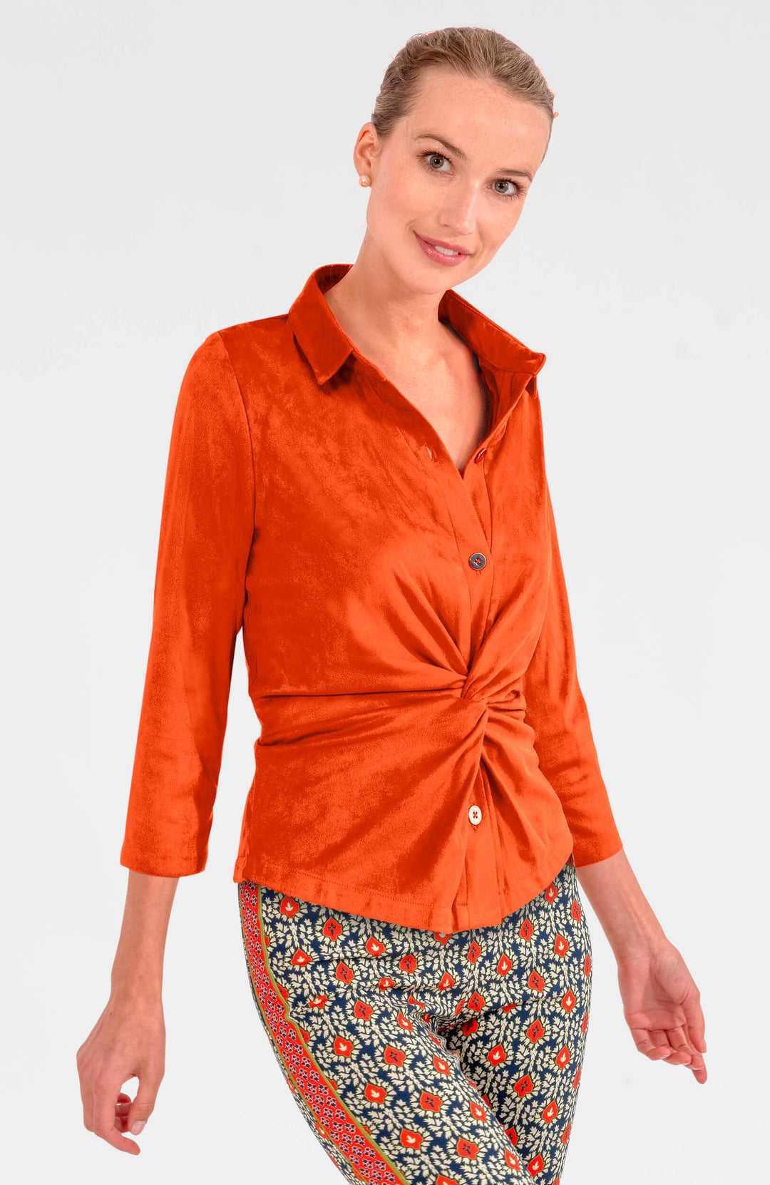 Gretchen Scott Twist & Shout Top in Ultra Suede Orange