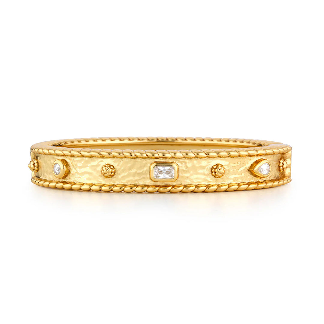 Capucine De Wolf Berry Gem Hinged Bangle - Clear Cubic Zirconia