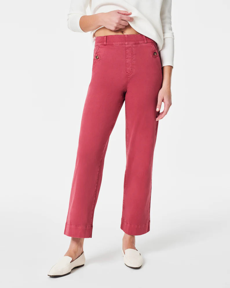 Spanx Stretch Twill Cropped Wide Leg Pant In Wild Rose