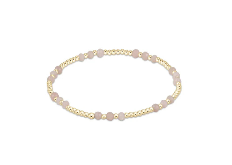Enewton Gemstone Gold Joy Pattern 3mm Bead Bracelet- Pink Opal