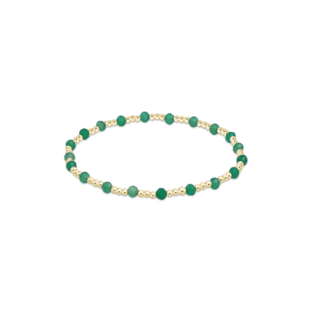 Enewton - Gemstone Gold Sincerity Pattern 3mm Bead Bracelet - Faceted Green Onyx