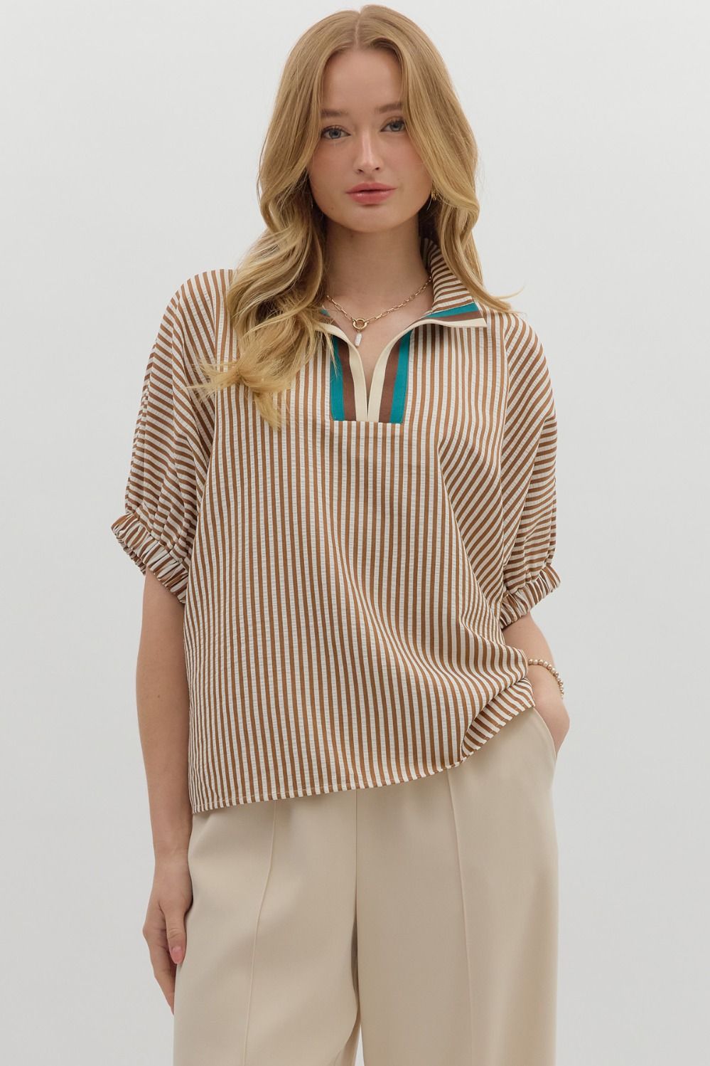 On My Mind Caramel Stripe Top