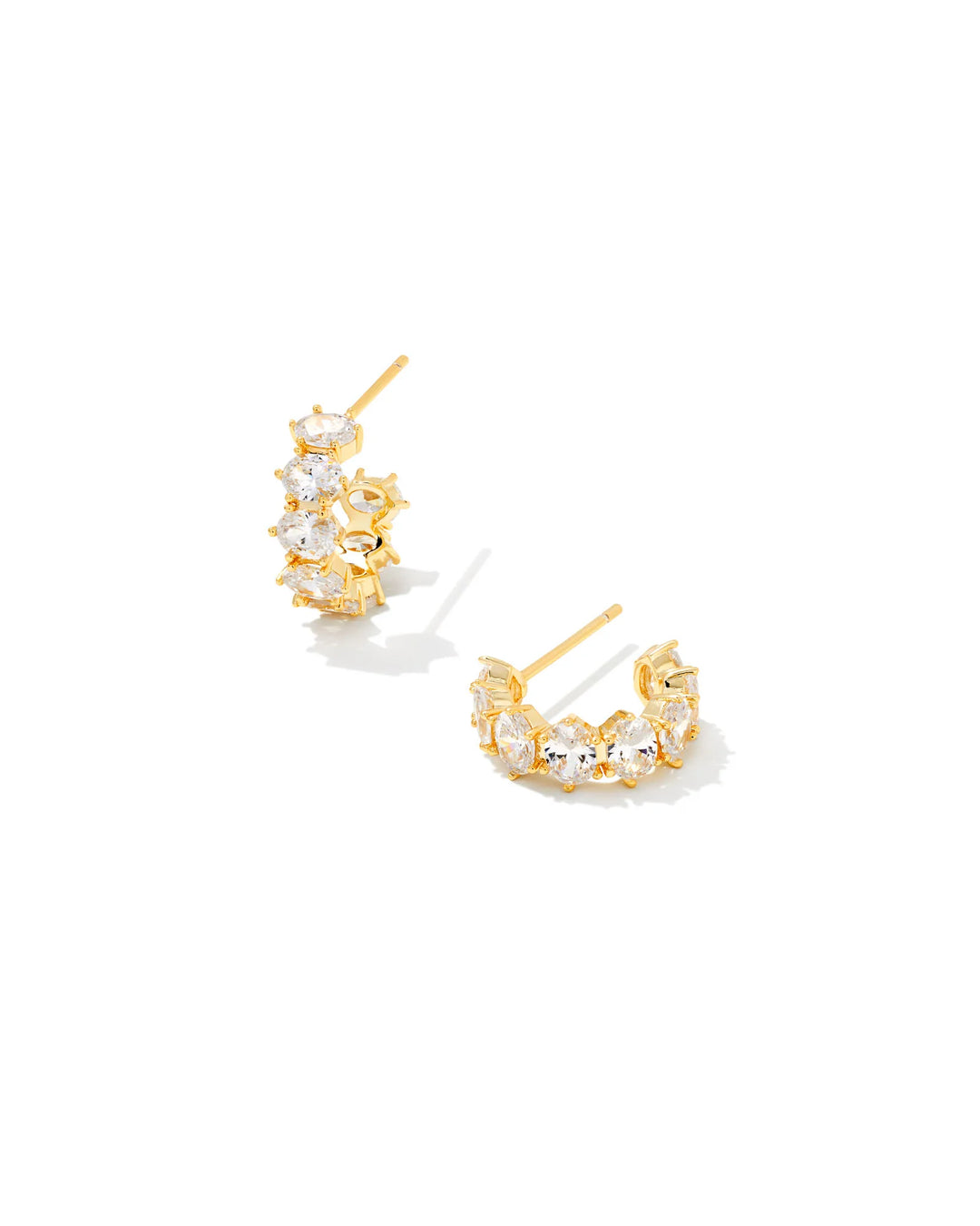 Kendra Scott Cailin Gold Crystal Huggie Earrings in White CZ