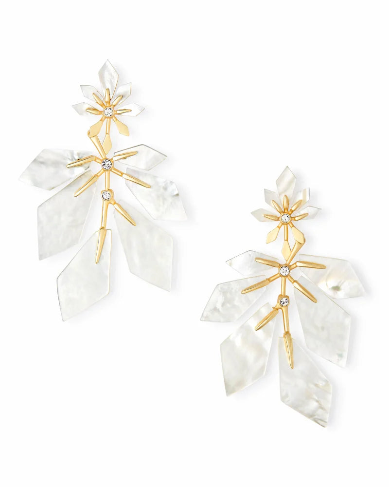 Kendra Scott Jaylin Statement Earrings in Gold Ivory Mother of Pearl