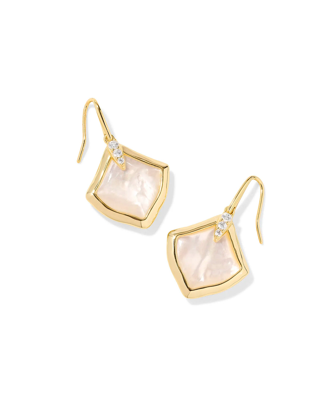 Kendra Scott Joelle Gold Drop Earrings in Ivory Mother-of-Pearl