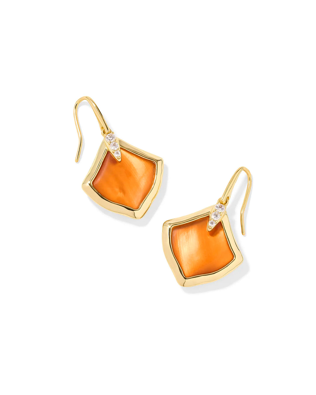 Kendra Scott Joelle Gold Drop Earrings in Papaya Mother-of-Pearl