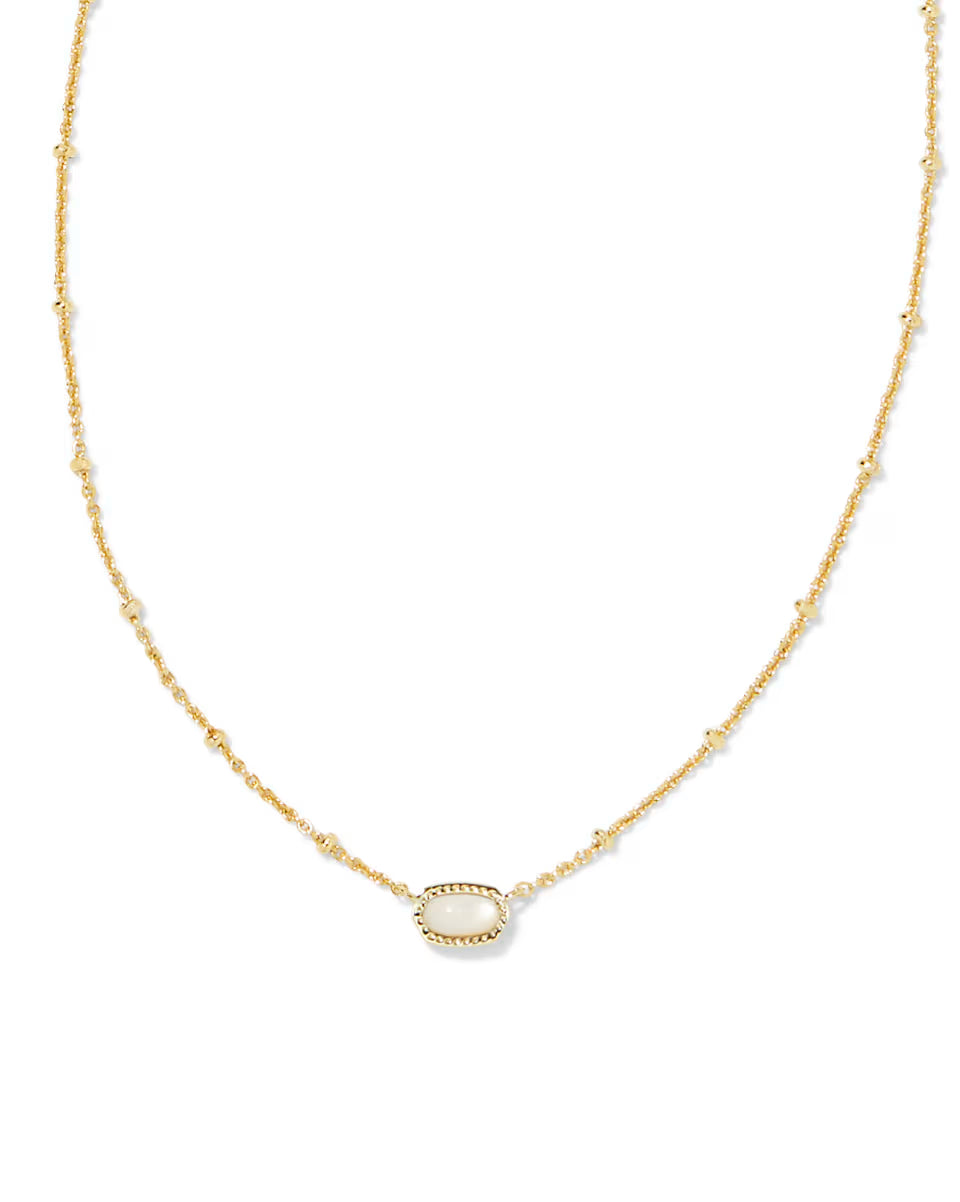 Kendra Scott Mini Elisa Gold Satellite Short Pendant Necklace in Ivory Mother-of-Pearl