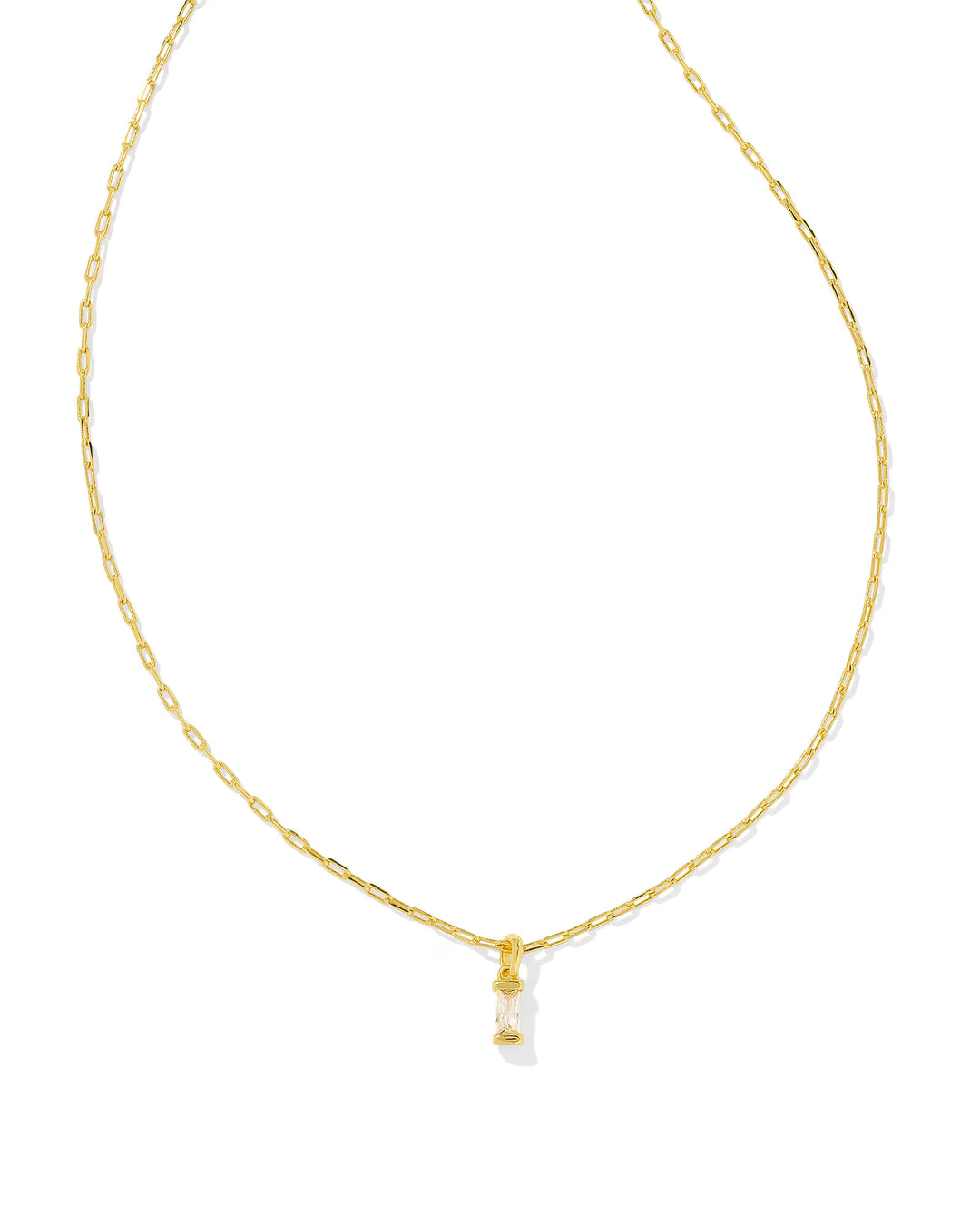 Kendra Scott Phoebe Gold Short Pendant Necklace in White Crystal